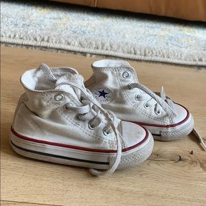 Baby Converse white high tops size 5